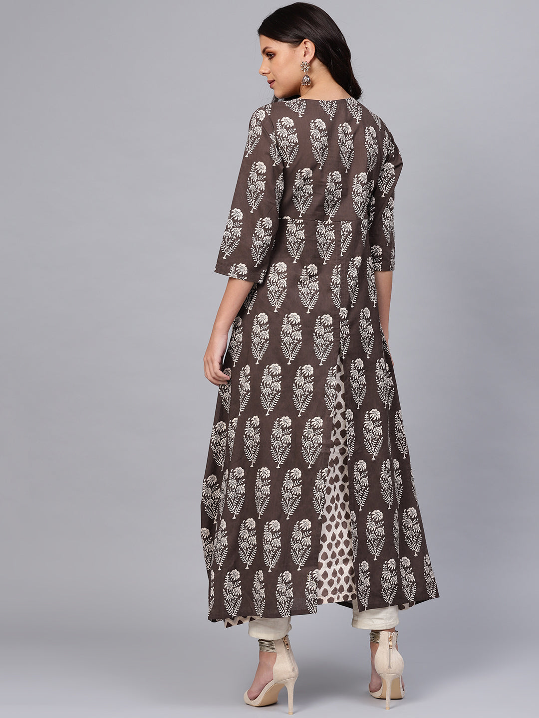 Women'S Double Layered Brown Cotton Kurta | LASVINI - Redefining Indian Fashion with Elegance