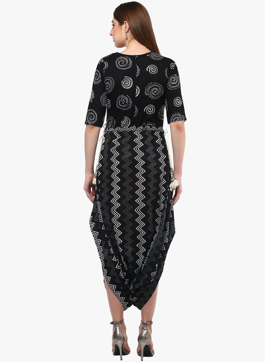 Women'S Black Dhoti Style Cotton Jumpsuit | LASVINI - Redefining Indian Fashion with Elegance