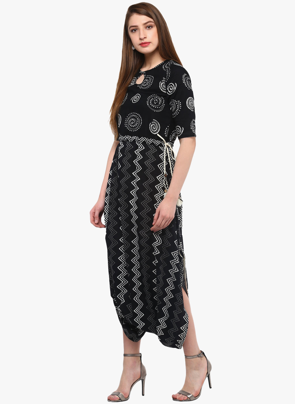 Women'S Black Dhoti Style Cotton Jumpsuit | LASVINI - Redefining Indian Fashion with Elegance