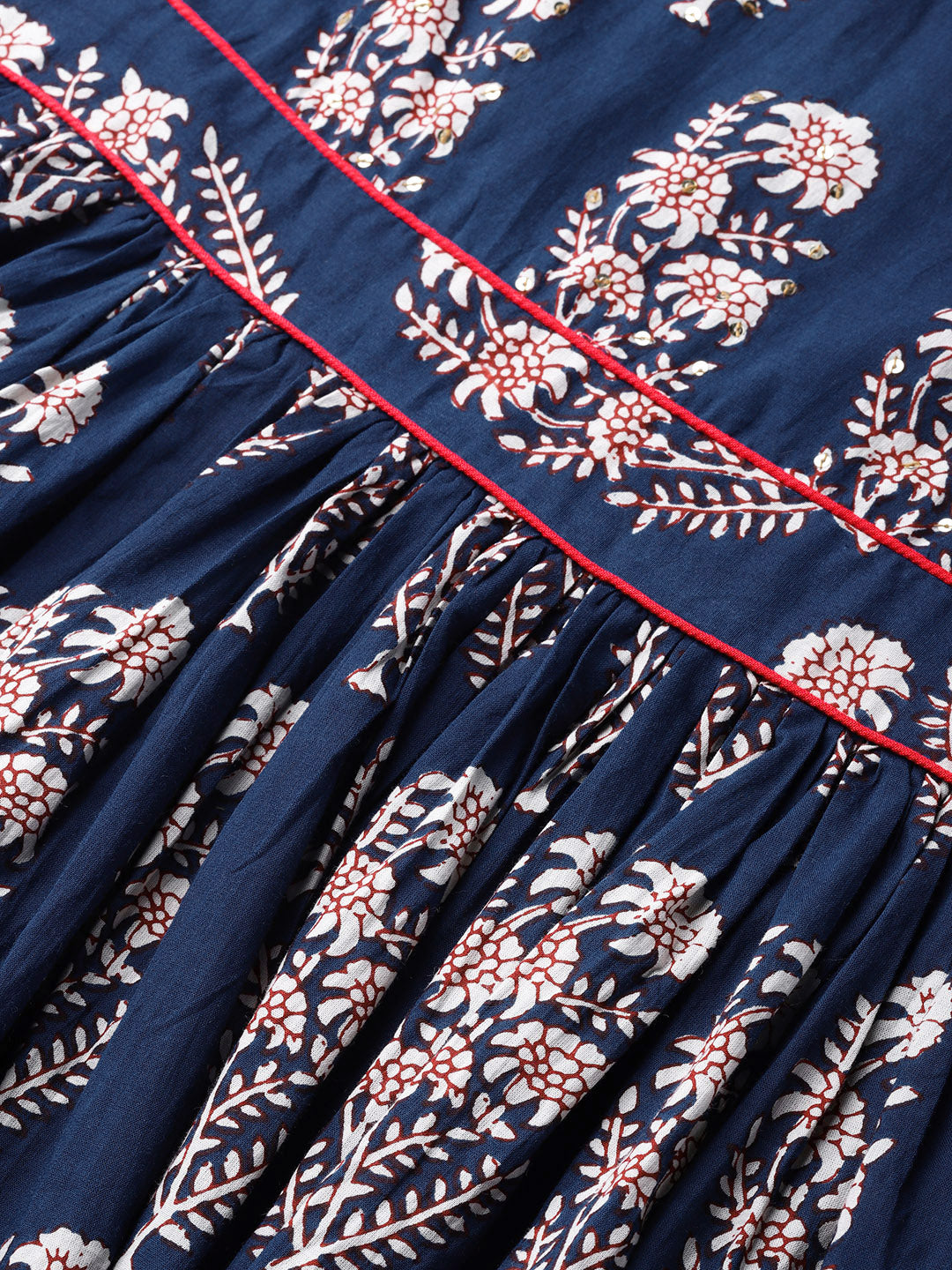 Women'S Royal Blue Printed Floor Length Anarkali | LASVINI - Redefining Indian Fashion with Elegance