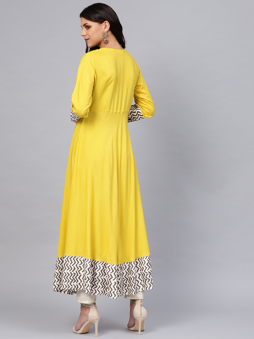 Women'S Solid Mustard Yellow Rayon Anarkali | LASVINI - Redefining Indian Fashion with Elegance