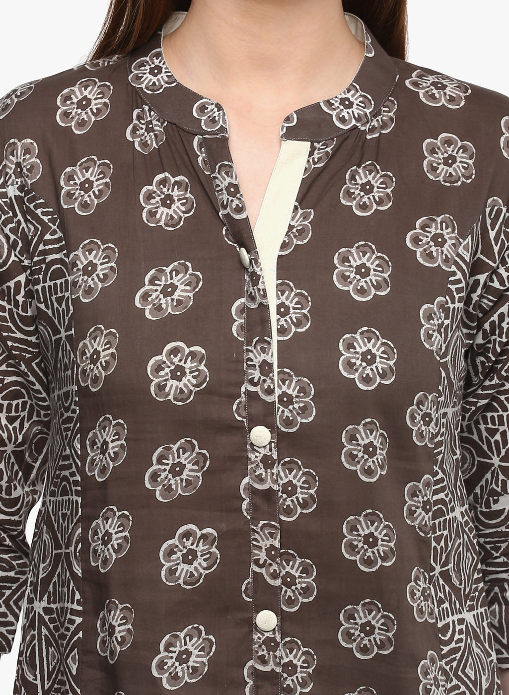 Women'S Grey Cotton A-Line Kurti | LASVINI - Redefining Indian Fashion with Elegance
