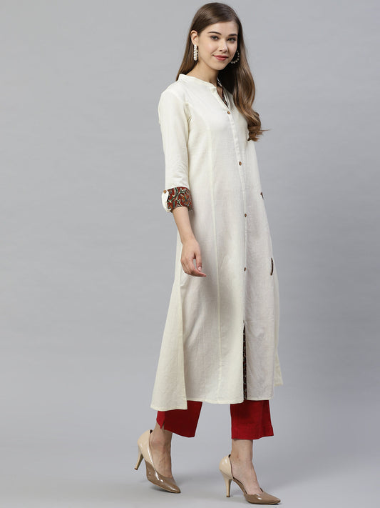 Women'S Sequin Work Cotton Flex Off White Kurta | LASVINI - Redefining Indian Fashion with Elegance