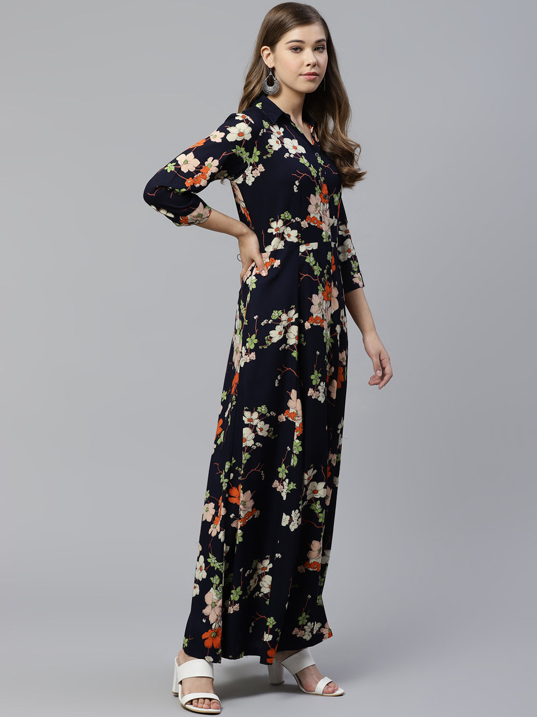 Women'S Blue A Line Printed Rayon Kurti | LASVINI - Redefining Indian Fashion with Elegance