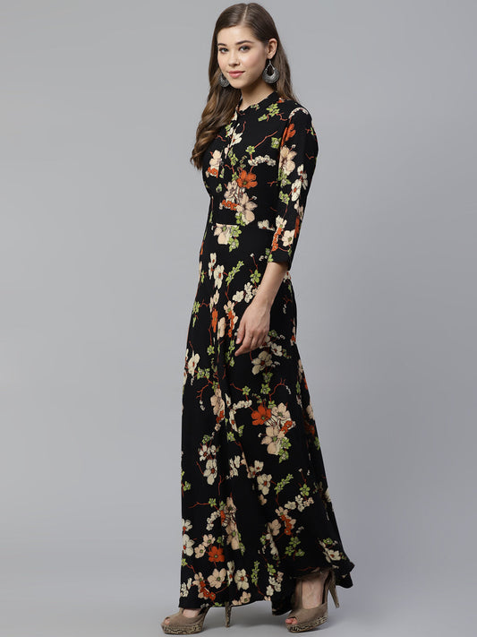 Women'S Black Floor Length Rayon Kurti | LASVINI - Redefining Indian Fashion with Elegance