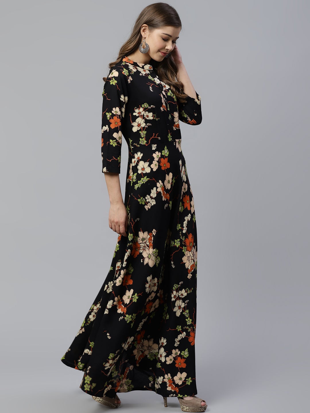 Women'S Black Floor Length Rayon Kurti | LASVINI - Redefining Indian Fashion with Elegance