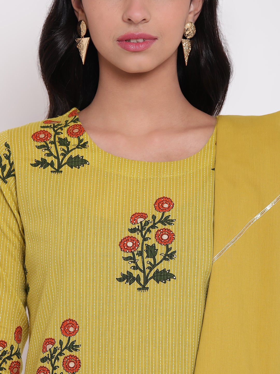 Women'S Lemon Yellow Cotton Sharara Kurta Set With Dupatta | LASVINI - Redefining Indian Fashion with Elegance