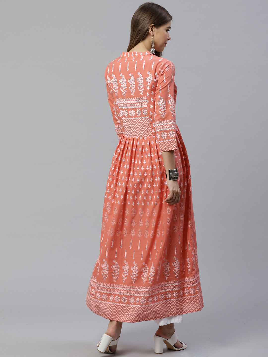 Women'S Pink A Line Printed Cotton Kurta | LASVINI - Redefining Indian Fashion with Elegance