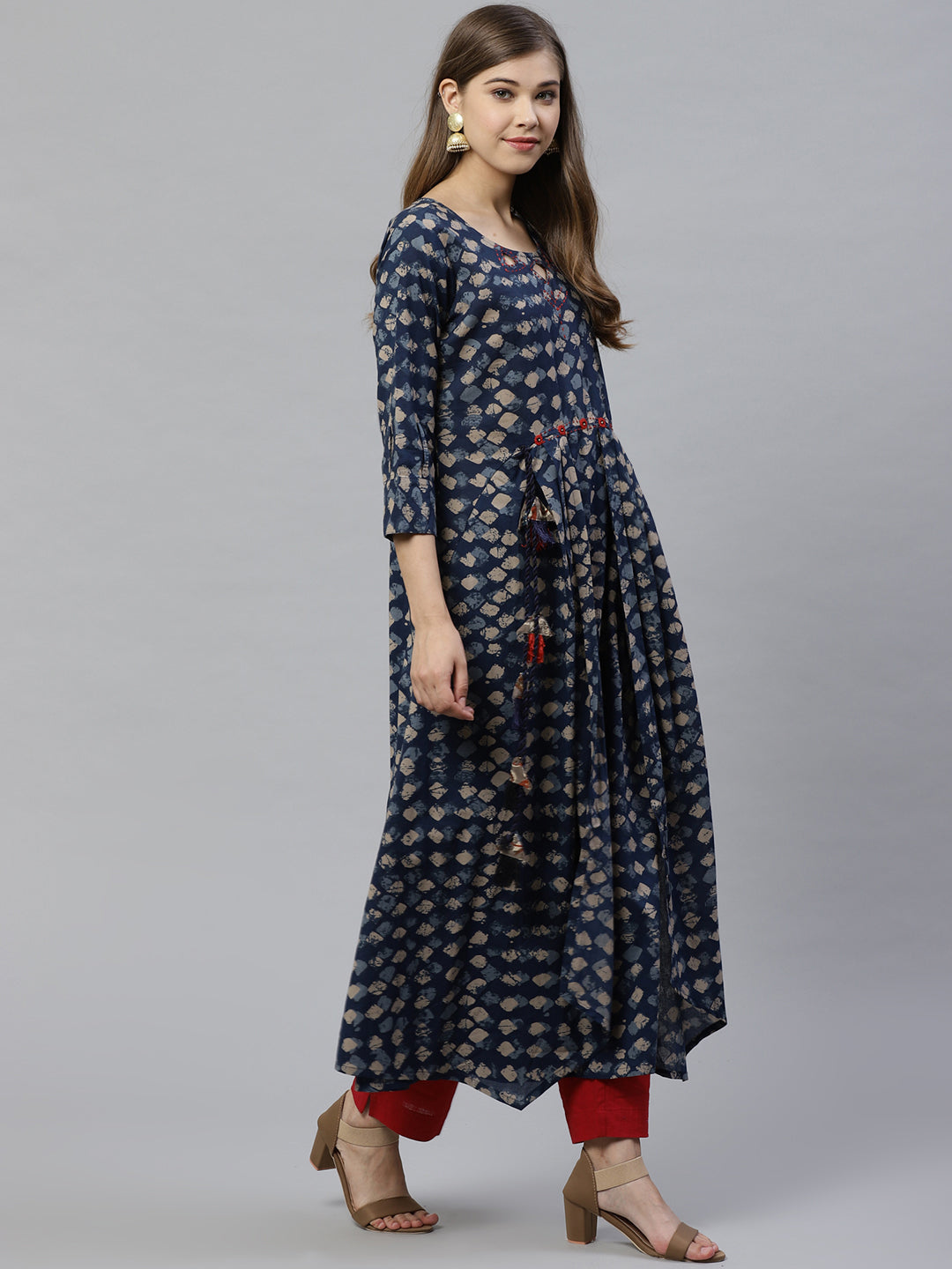 Women'S Indigo A Line Cotton Kurta | LASVINI - Redefining Indian Fashion with Elegance