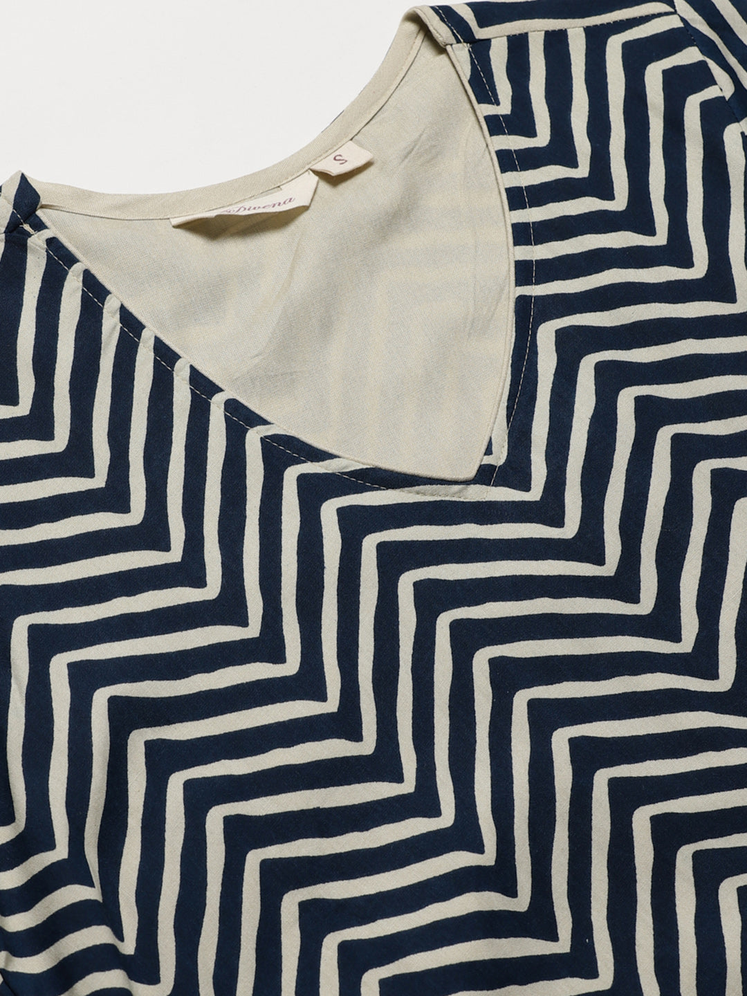 Women'S Double Layered Blue And Cream Rayon Kurta | LASVINI - Redefining Indian Fashion with Elegance