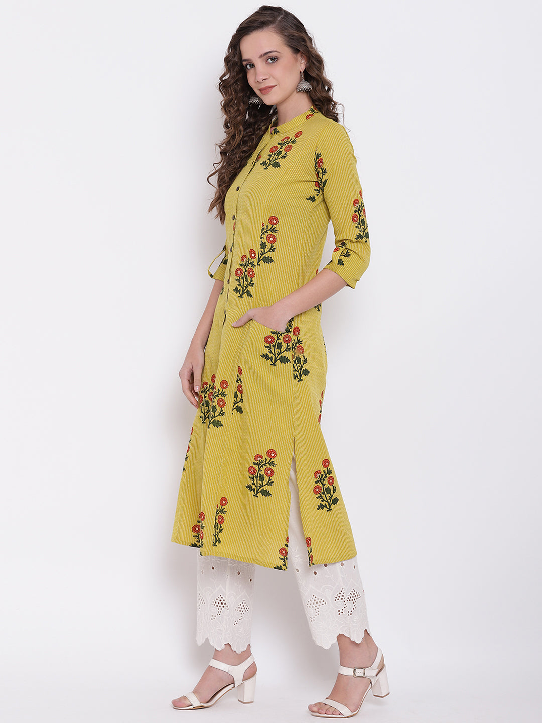 Women'S Lemon Yellow Straight Cotton Kurta | LASVINI - Redefining Indian Fashion with Elegance