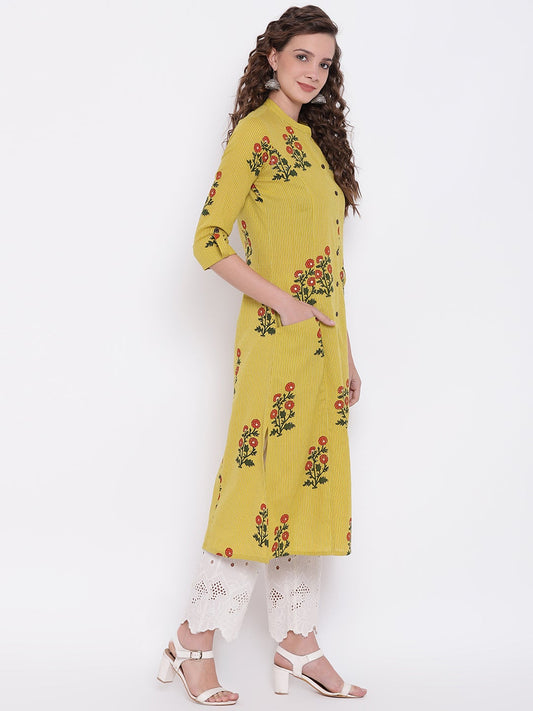 Women'S Lemon Yellow Straight Cotton Kurta | LASVINI - Redefining Indian Fashion with Elegance