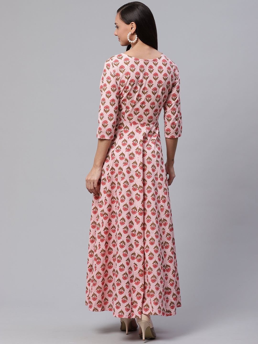 Women'S Pink Cotton Gotta Patti Work Anarkali Kurta | LASVINI - Redefining Indian Fashion with Elegance