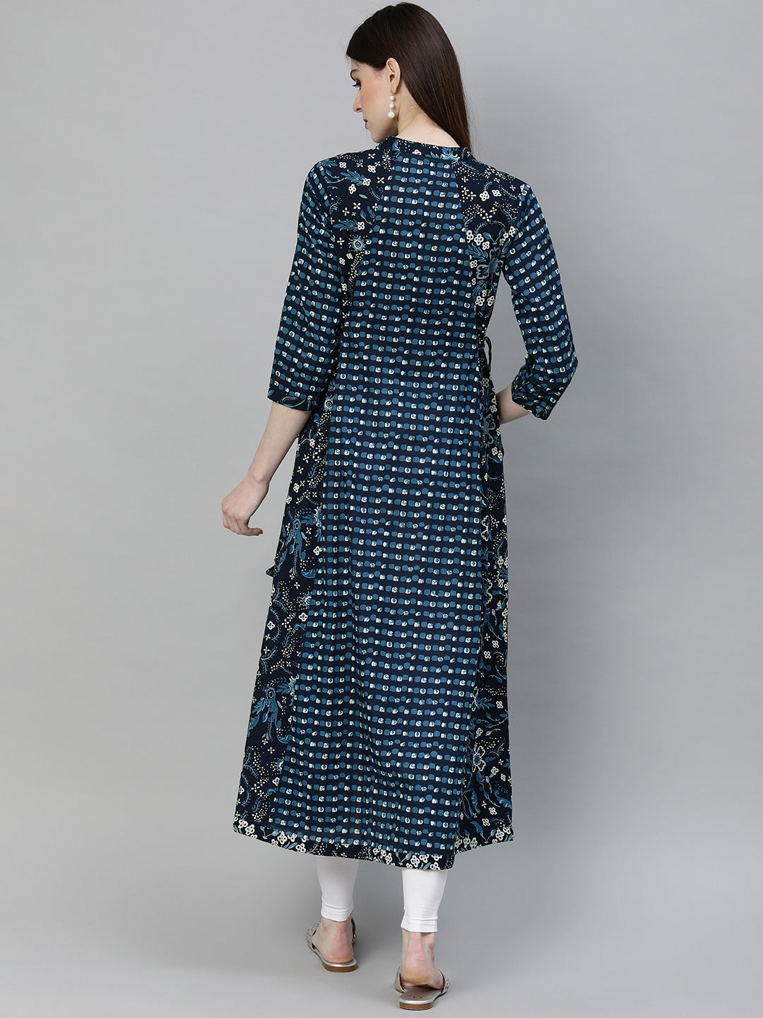 Women'S Navy Blue Printed A- Line Kurta | LASVINI - Redefining Indian Fashion with Elegance