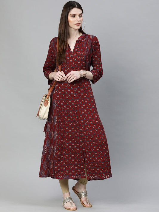 Women'S Maroon Rayon Kurta | LASVINI - Redefining Indian Fashion with Elegance