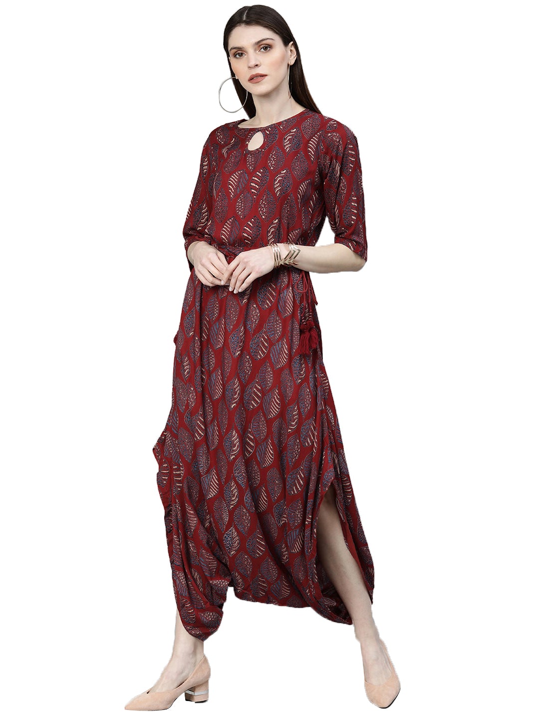 Women'S Maroon Rayon Jumpsuit | LASVINI - Redefining Indian Fashion with Elegance
