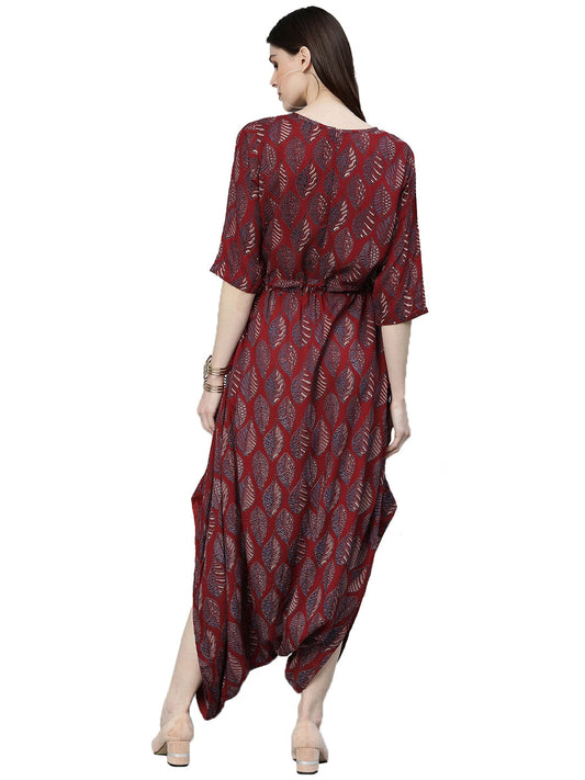 Women'S Maroon Rayon Jumpsuit | LASVINI - Redefining Indian Fashion with Elegance