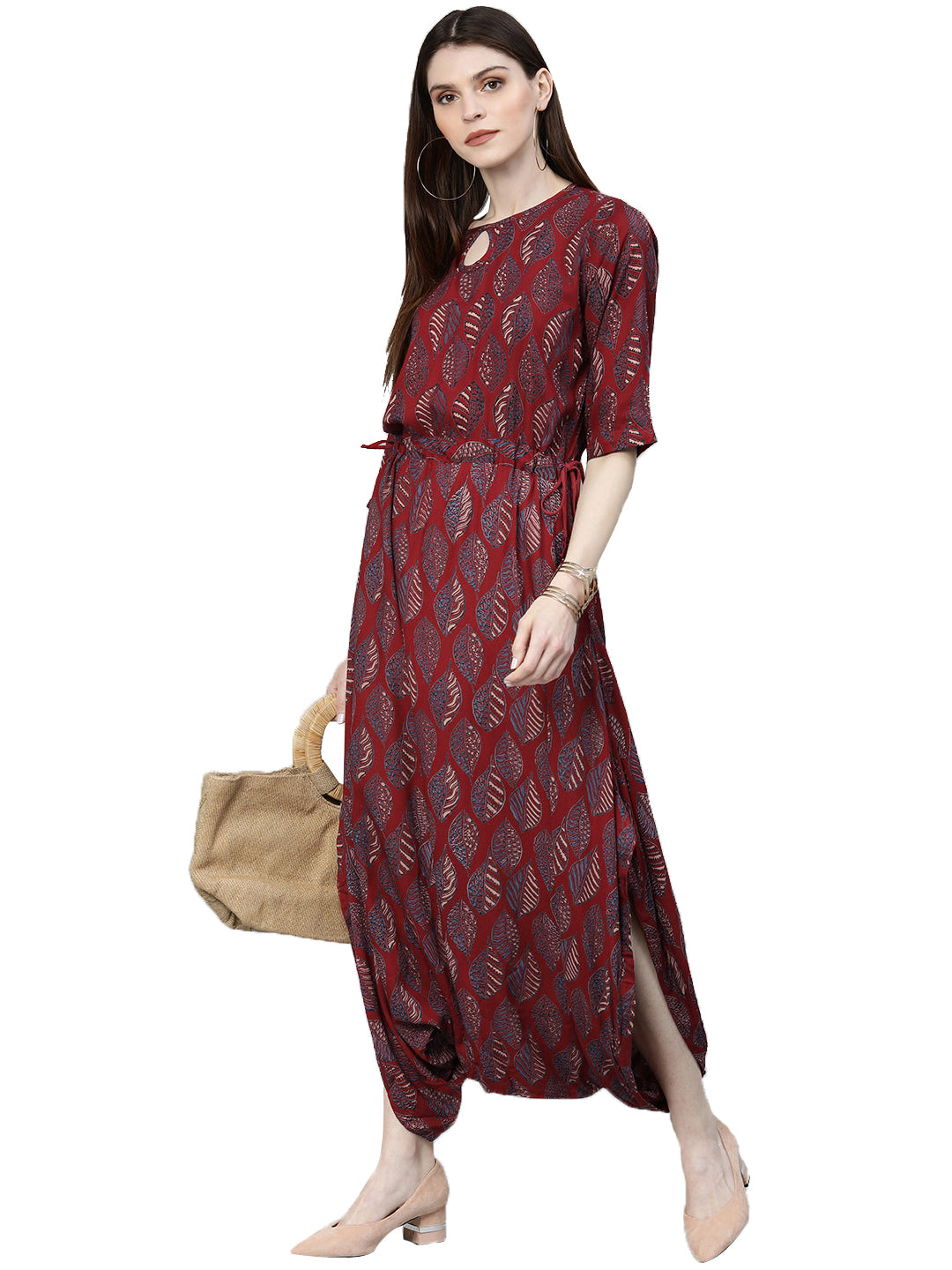 Women'S Maroon Rayon Jumpsuit | LASVINI - Redefining Indian Fashion with Elegance
