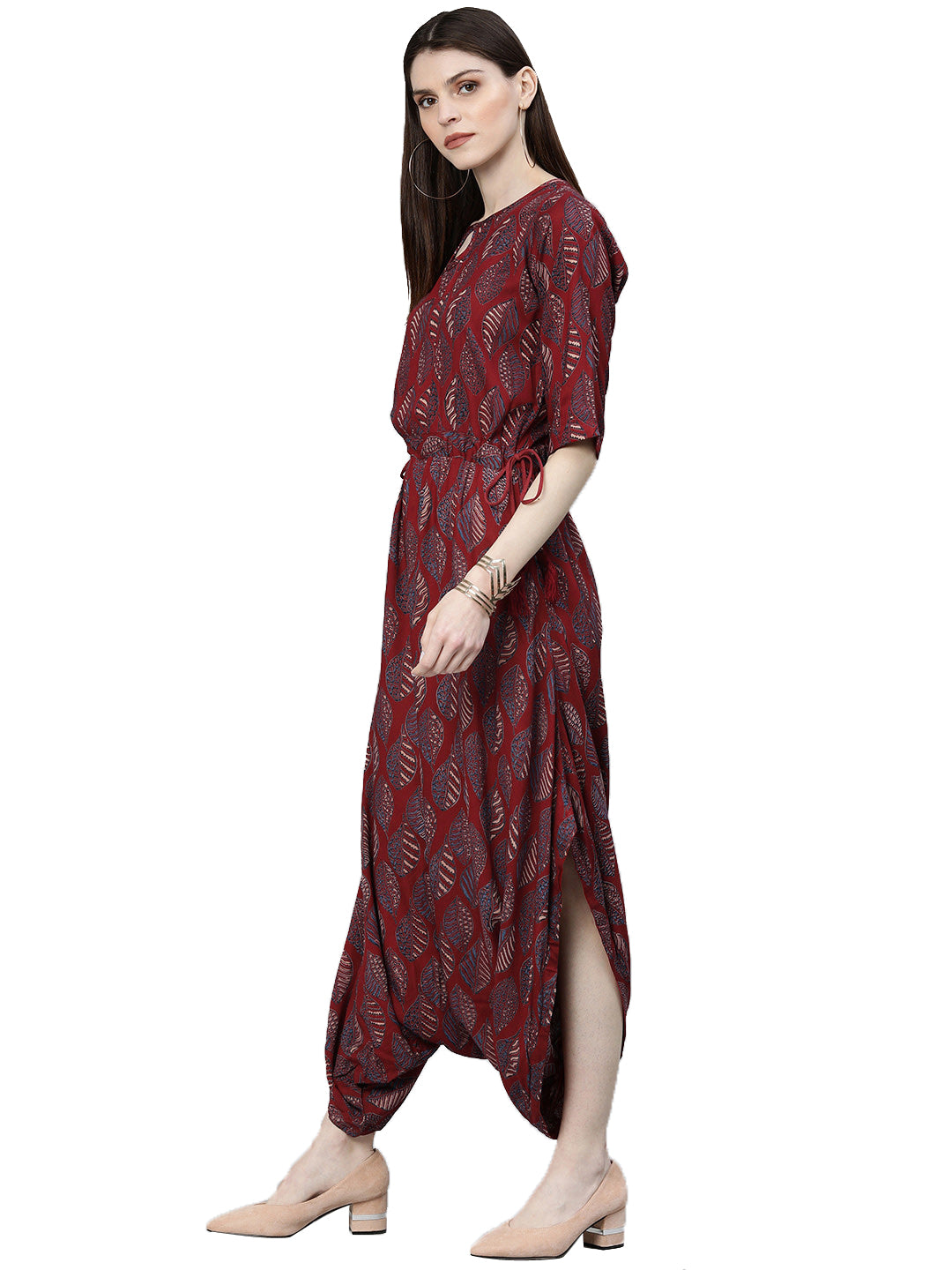 Women'S Maroon Rayon Jumpsuit | LASVINI - Redefining Indian Fashion with Elegance
