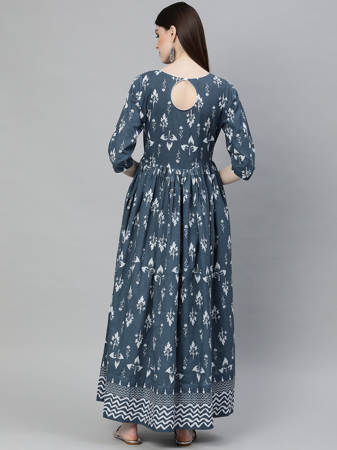 Women'S Grey Floor Length Cotton Kurta | LASVINI - Redefining Indian Fashion with Elegance