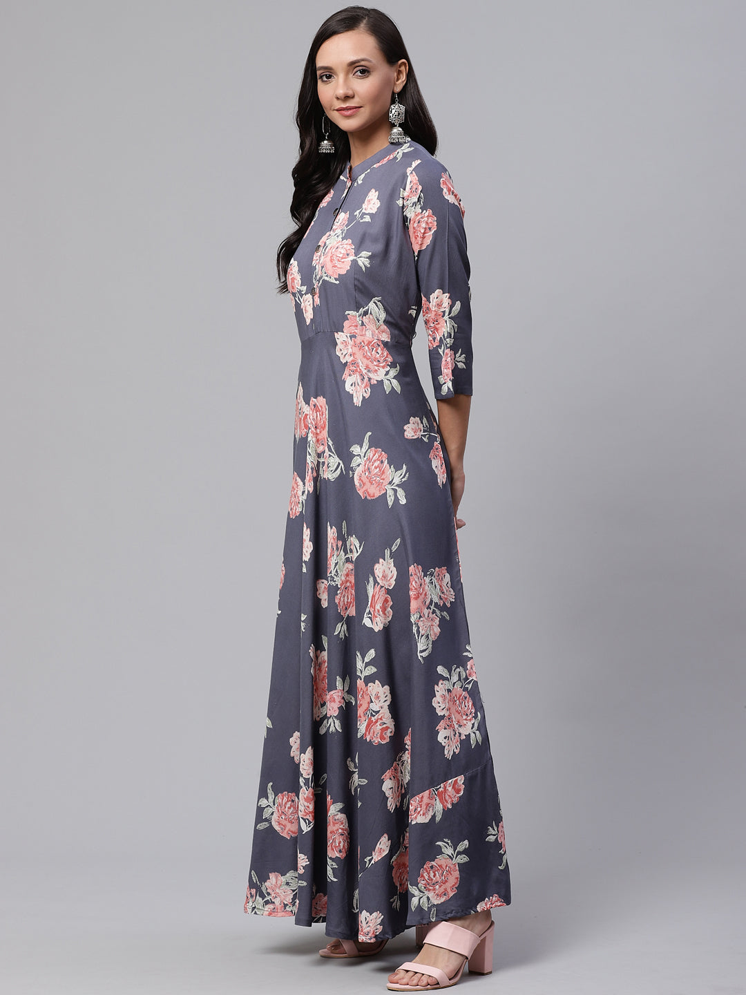 Women'S Grey Anarkali Kurta | LASVINI - Redefining Indian Fashion with Elegance