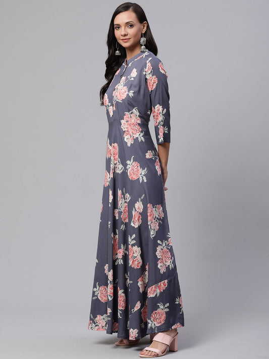 Women'S Grey Anarkali Kurta | LASVINI - Redefining Indian Fashion with Elegance