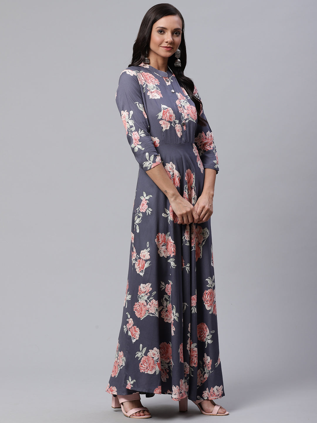 Women'S Grey Anarkali Kurta | LASVINI - Redefining Indian Fashion with Elegance