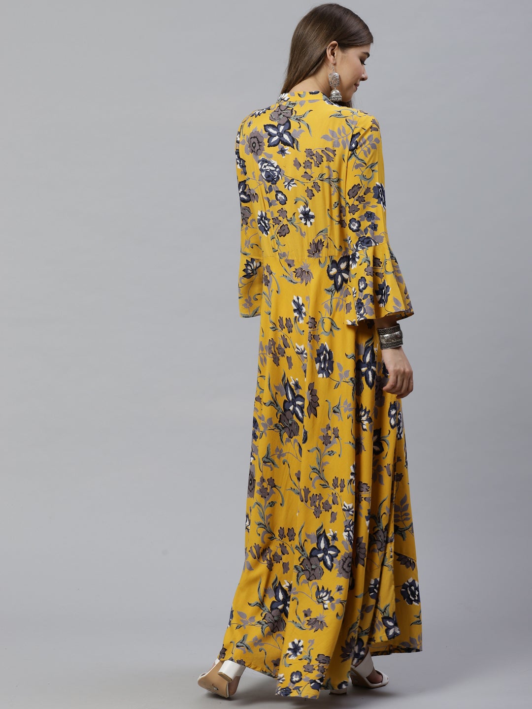 Women'S Mustard Rayon Anarkali Kurta | LASVINI - Redefining Indian Fashion with Elegance