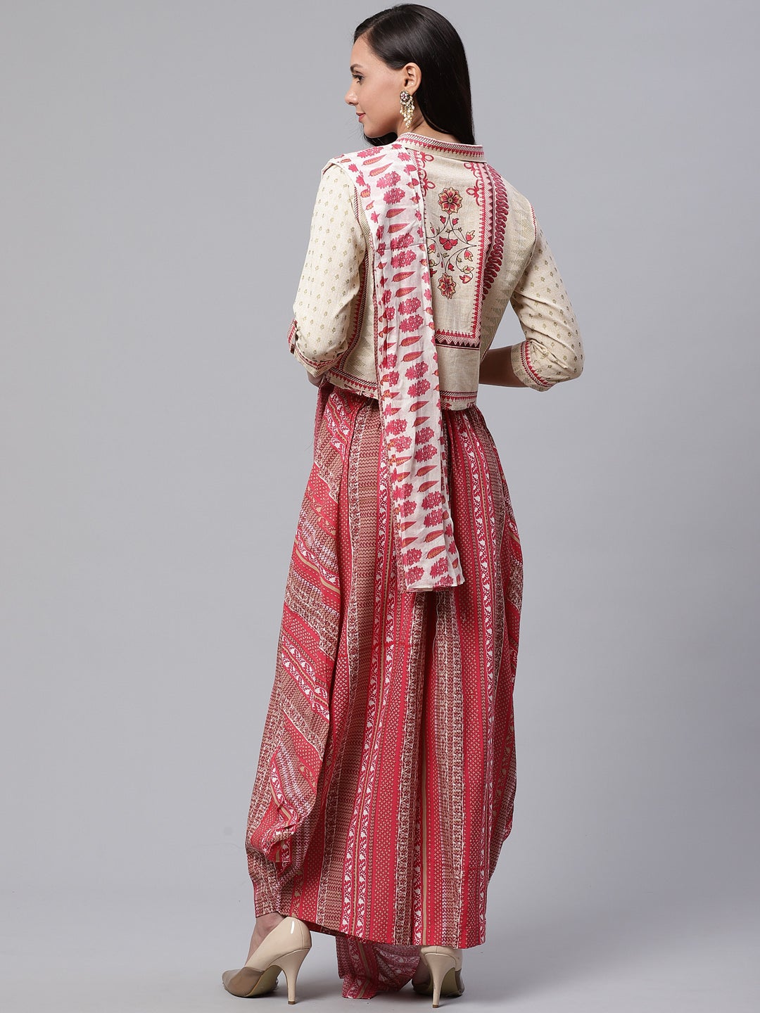 Women'S Drape Style Kurti Plazzo Set With Attached Dupatta | LASVINI - Redefining Indian Fashion with Elegance