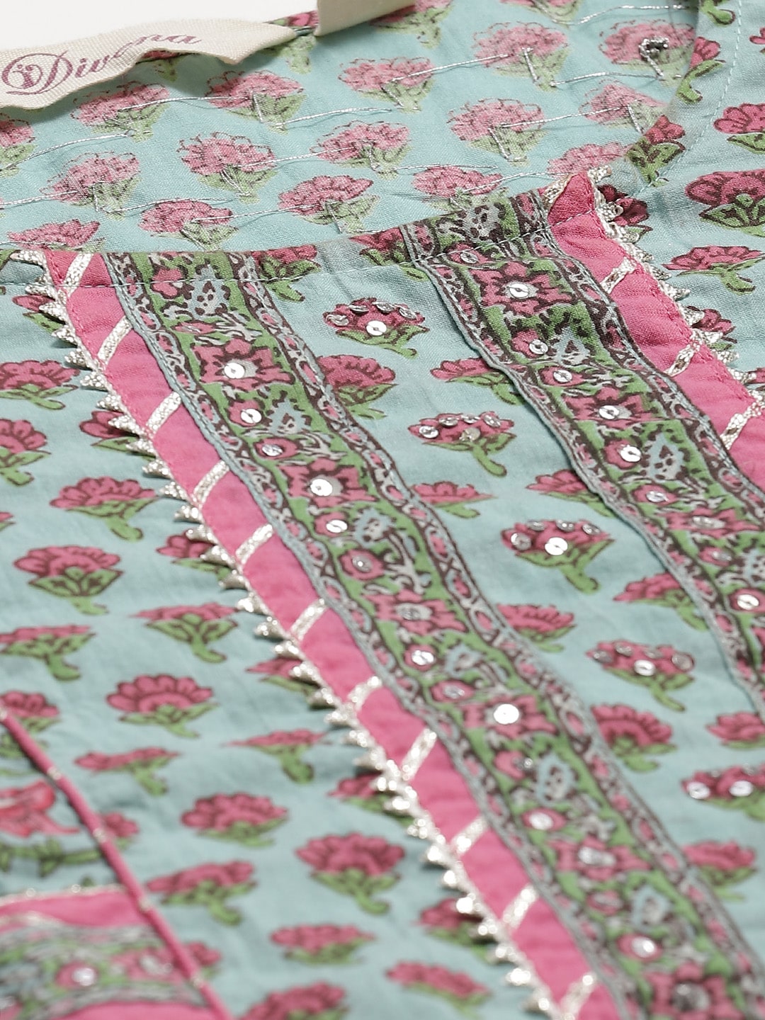 Women'S Blue Printed Straight Kurti With Palazzo | LASVINI - Redefining Indian Fashion with Elegance