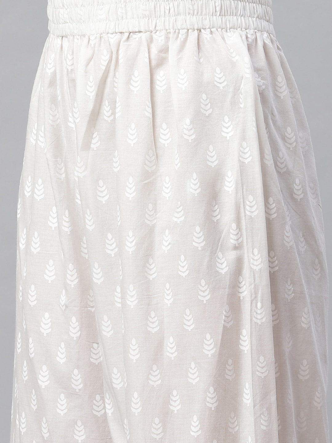 Women'S White Printed Cotton Kurti With Palazzo | LASVINI - Redefining Indian Fashion with Elegance