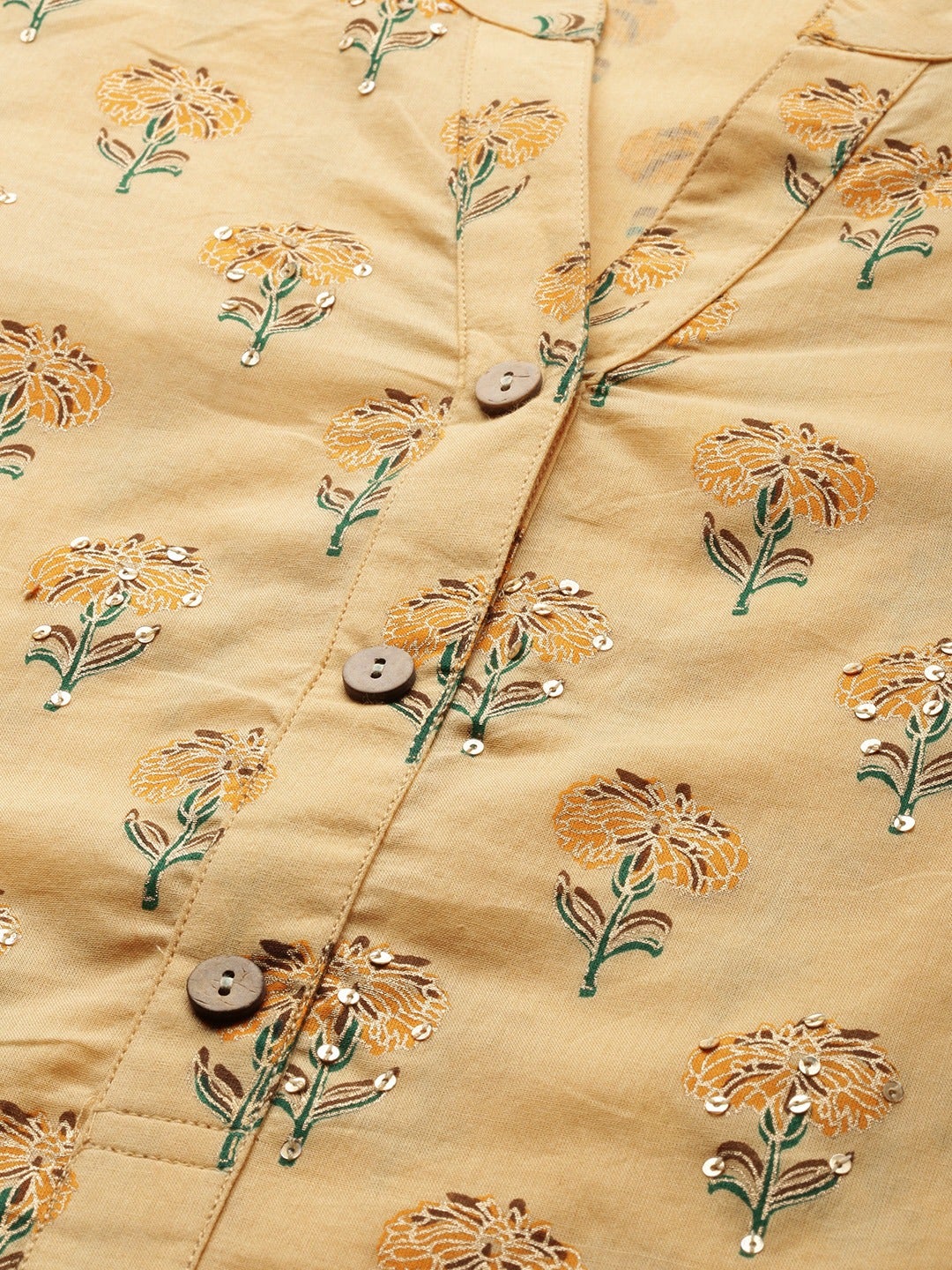 Women'S Yellow Flower Print Cotton Kurta Set | LASVINI - Redefining Indian Fashion with Elegance