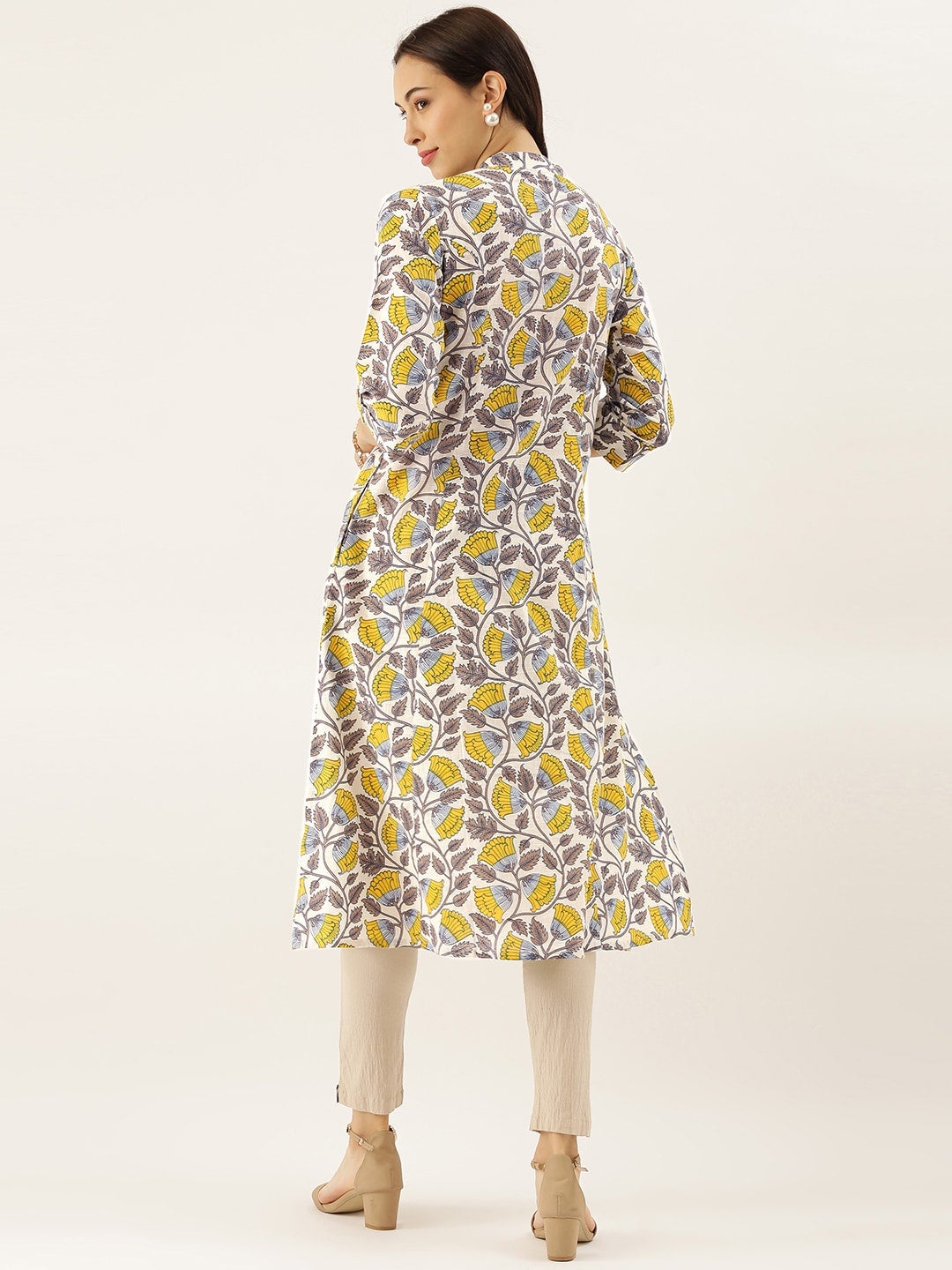 Women'S White Printed Cotton Kurta | LASVINI - Redefining Indian Fashion with Elegance