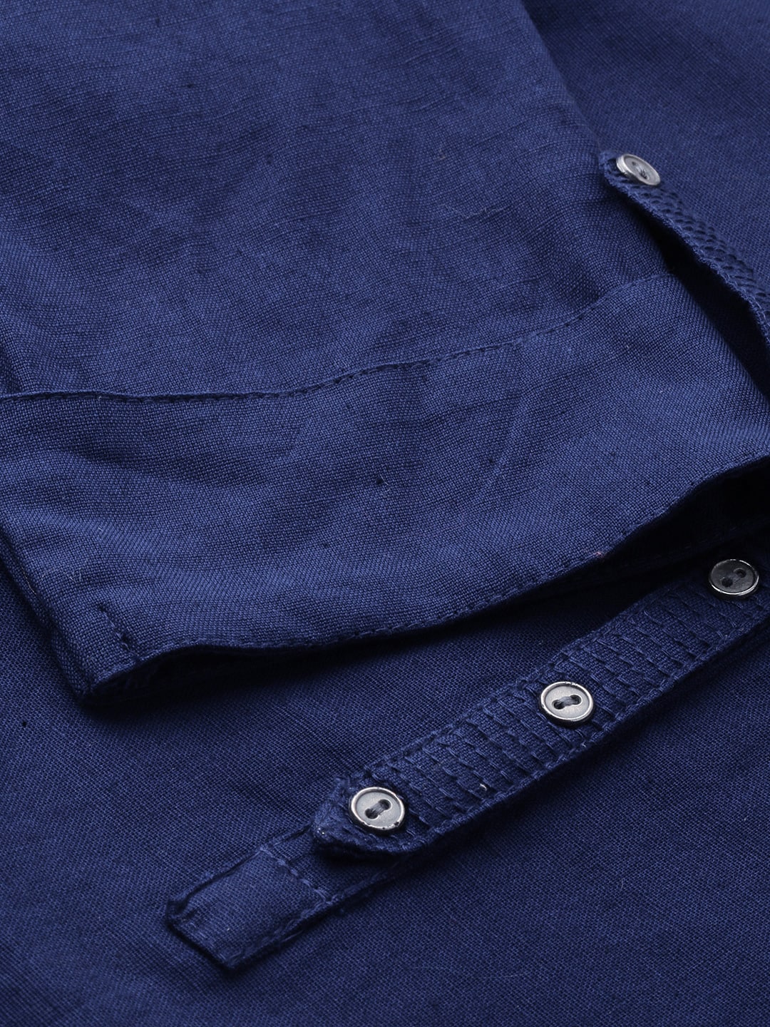 Women'S Blue Solid Straight Roll Up Sleeve Kurti | LASVINI - Redefining Indian Fashion with Elegance