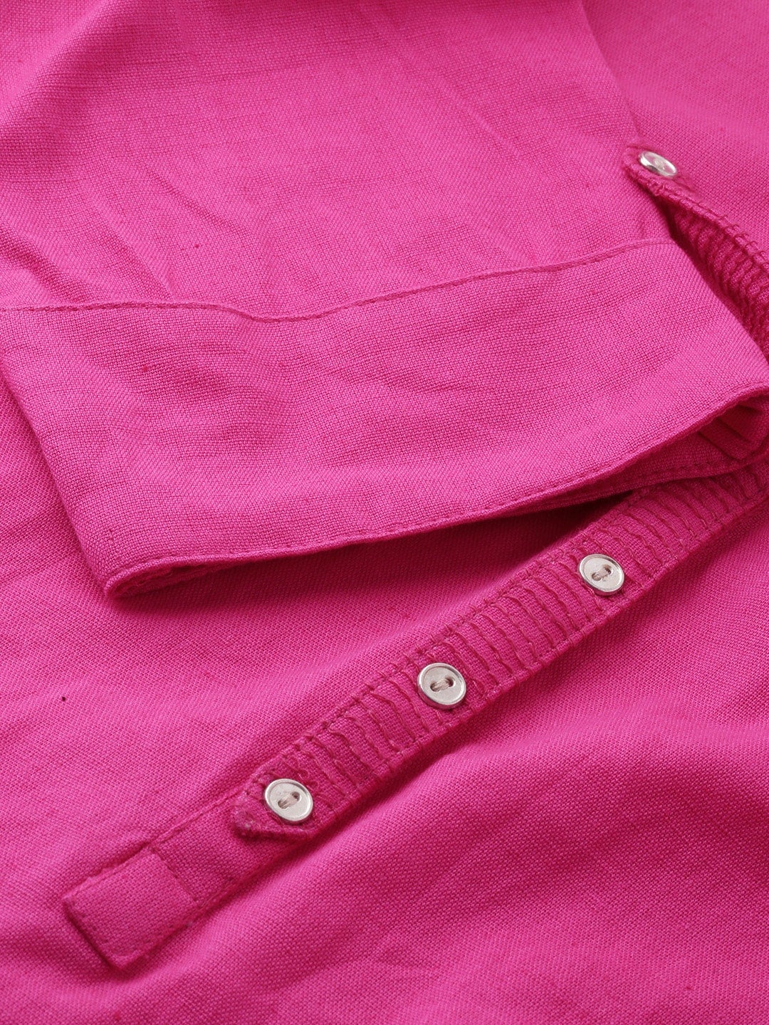 Women'S Pink Solid Straight Roll Up Sleeve Kurti | LASVINI - Redefining Indian Fashion with Elegance