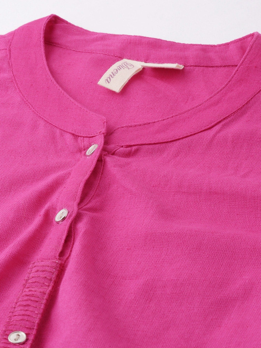 Women'S Pink Solid Straight Roll Up Sleeve Kurti | LASVINI - Redefining Indian Fashion with Elegance