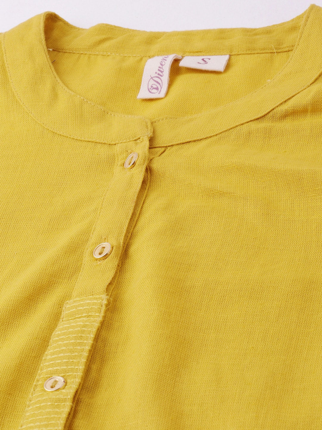Women'S Yellow Solid Straight Roll Up Sleeve Kurti | LASVINI - Redefining Indian Fashion with Elegance