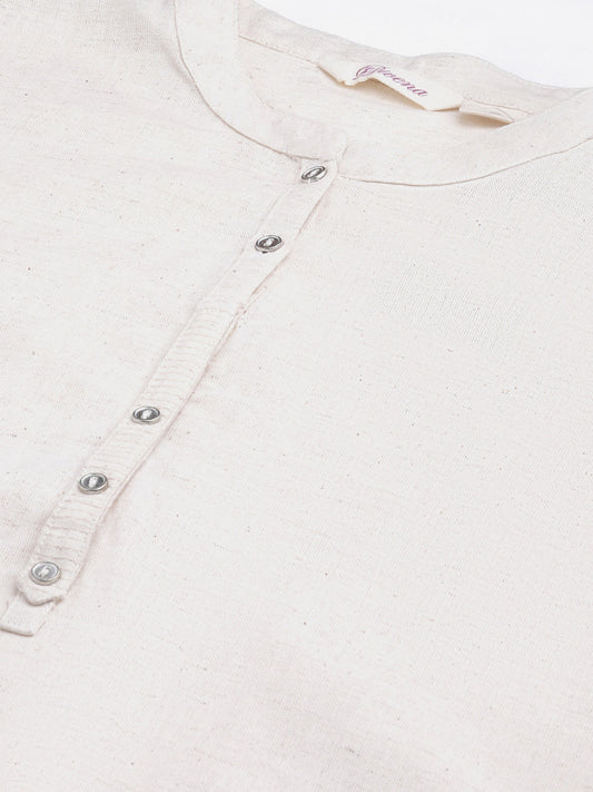 Women'S Solid Beige Cotton Kurta | LASVINI - Redefining Indian Fashion with Elegance