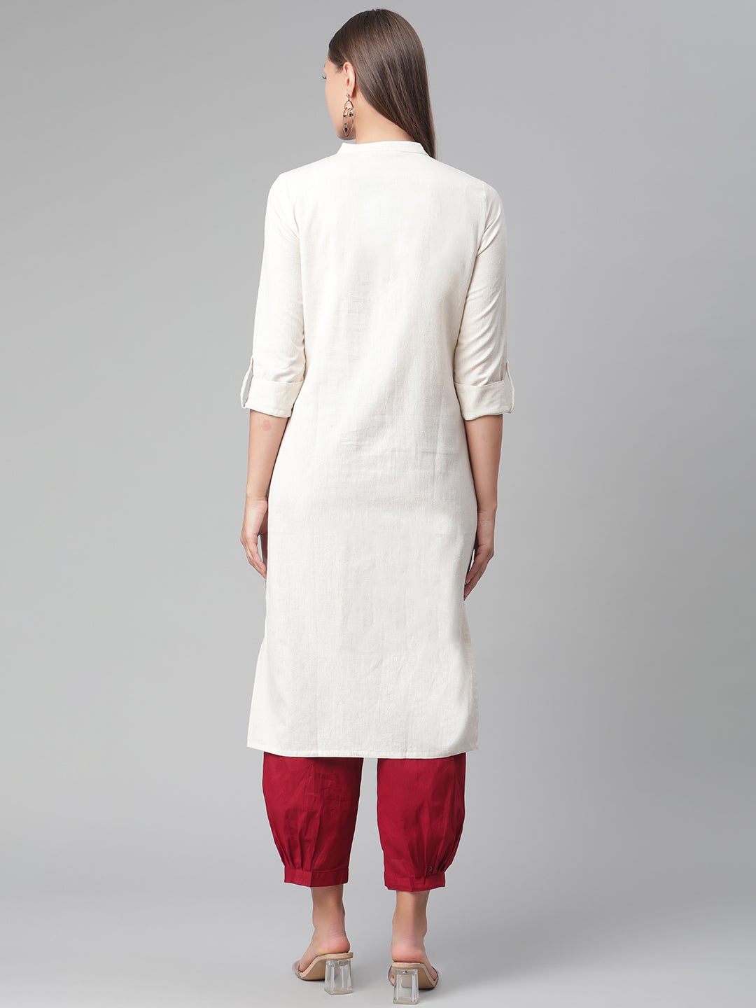 Women'S Solid Beige Cotton Kurta | LASVINI - Redefining Indian Fashion with Elegance