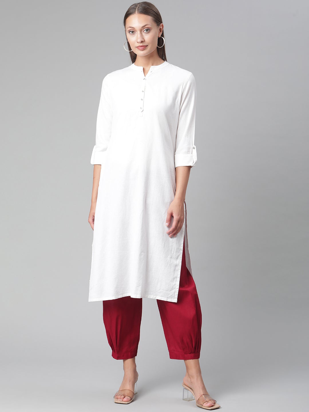 Women'S White Cotton Straight Kurta | LASVINI - Redefining Indian Fashion with Elegance