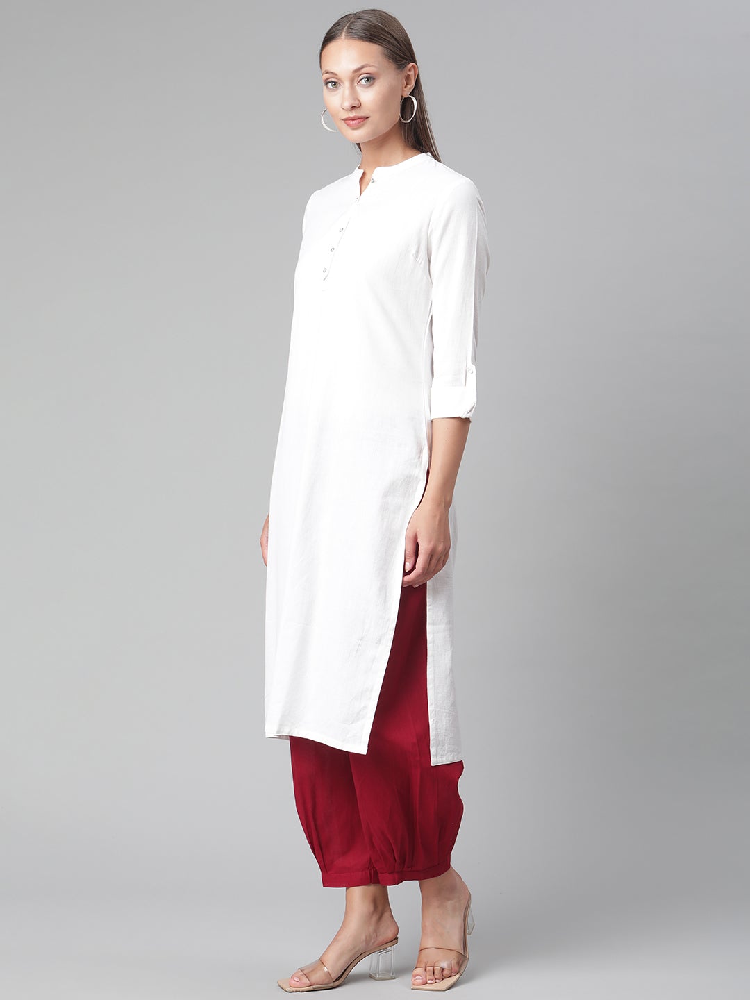 Women'S White Cotton Straight Kurta | LASVINI - Redefining Indian Fashion with Elegance