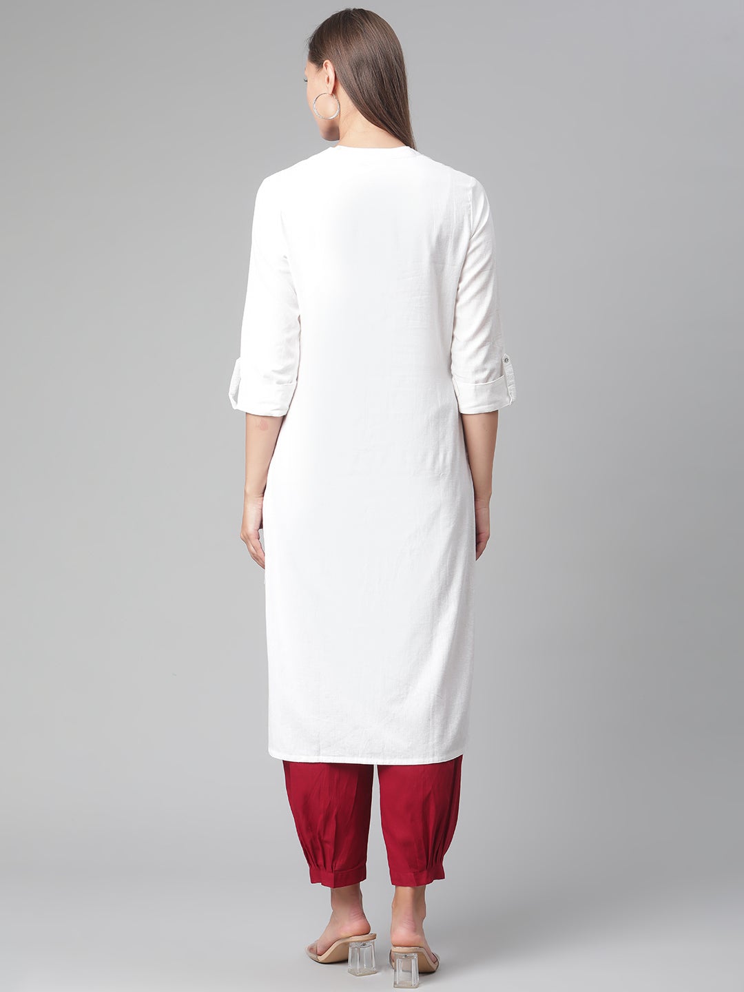 Women'S White Cotton Straight Kurta | LASVINI - Redefining Indian Fashion with Elegance