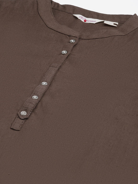 Women'S Brown Cotton Straight Kurti | LASVINI - Redefining Indian Fashion with Elegance