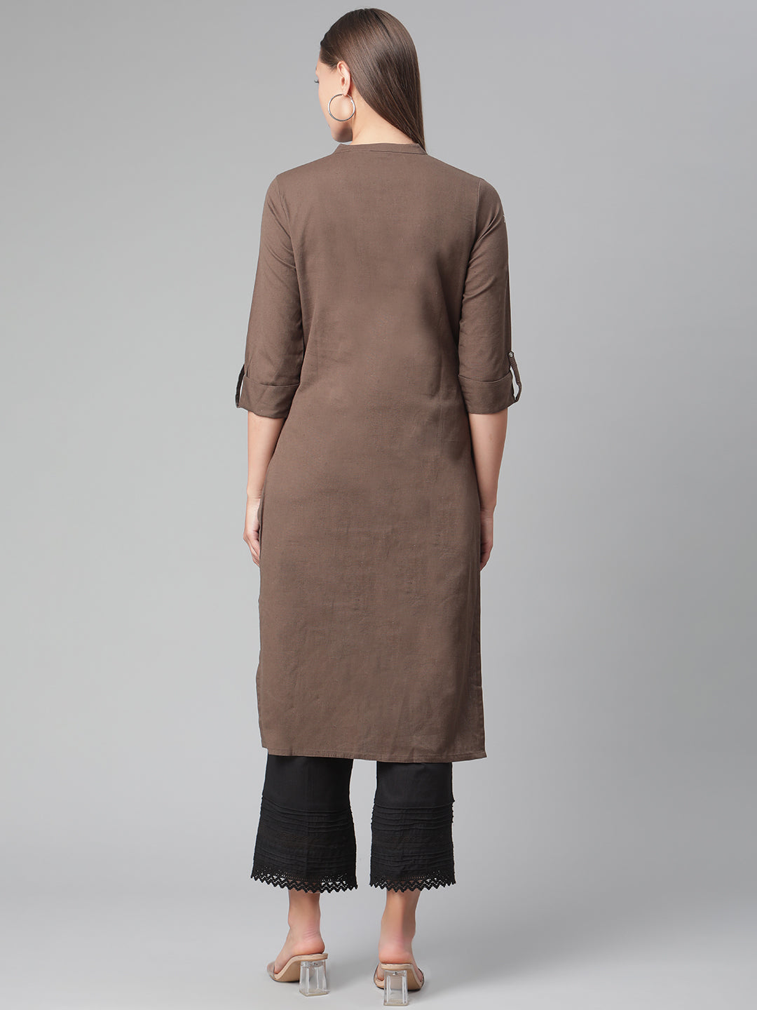 Women'S Brown Cotton Straight Kurti | LASVINI - Redefining Indian Fashion with Elegance