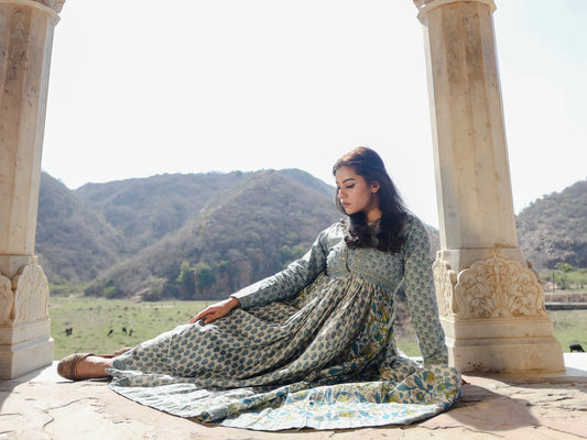 Women'S Block Print Mulmul Kurta | LASVINI - Redefining Indian Fashion with Elegance