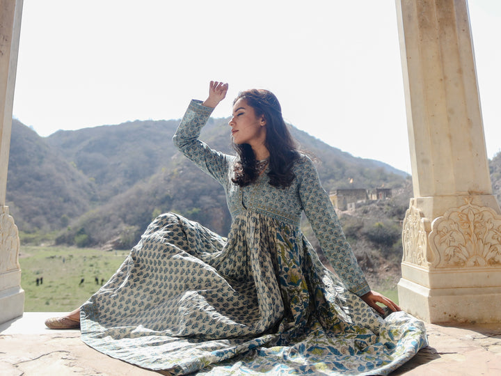 Women'S Block Print Mulmul Kurta | LASVINI - Redefining Indian Fashion with Elegance