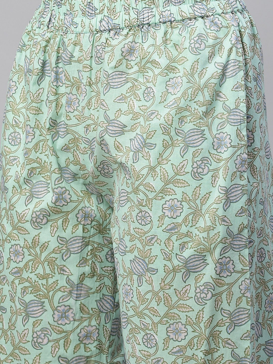 Women'S Sea Green Cotton Printed Kurti Pant Set | LASVINI - Redefining Indian Fashion with Elegance
