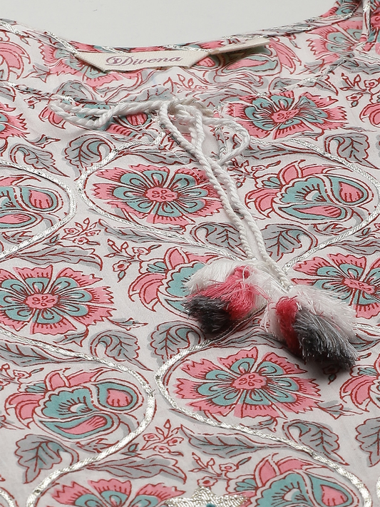 Women'S White Printed Kurta With Palazzo Set | LASVINI - Redefining Indian Fashion with Elegance