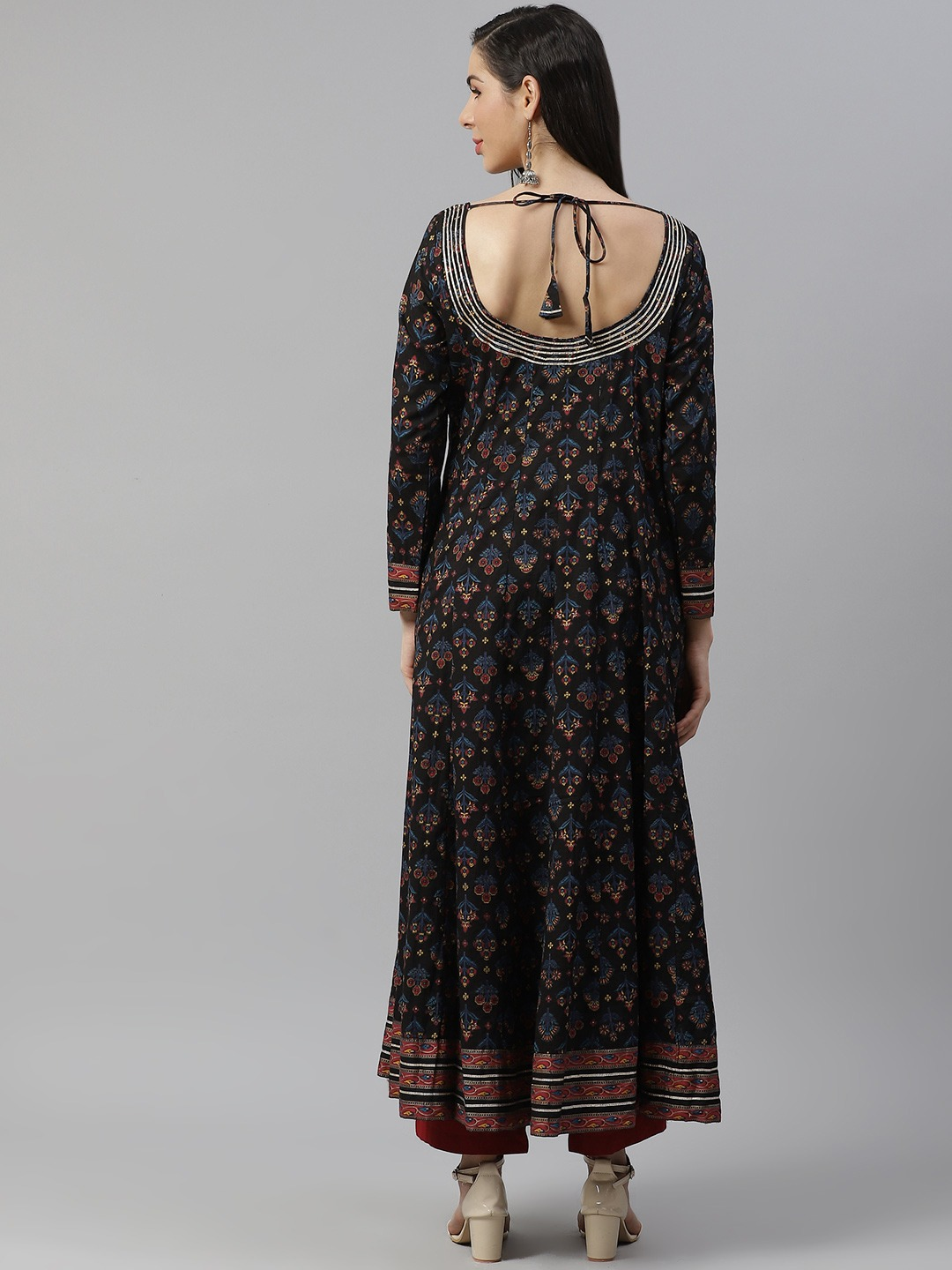 Women'S Black Cotton Anarkali Kurta | LASVINI - Redefining Indian Fashion with Elegance