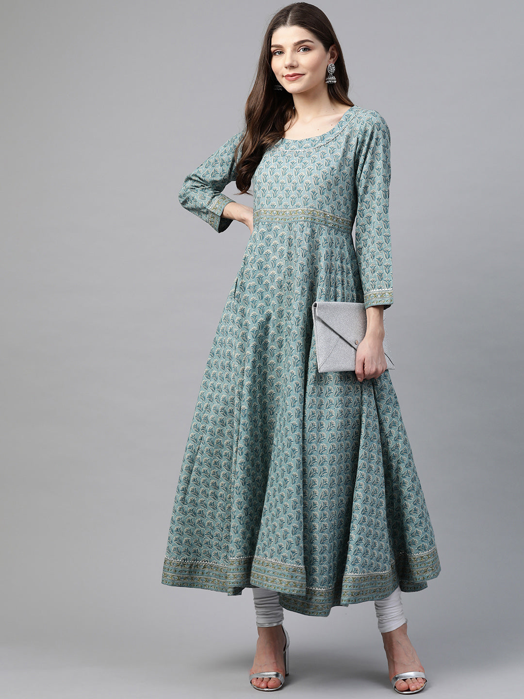 Women'S Indigo Blue Printed High Low Kurta | LASVINI - Redefining Indian Fashion with Elegance